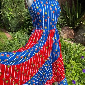 Vibrant vintage floral garden party dress